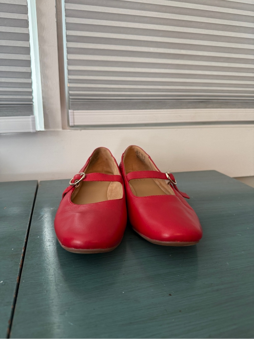 Naturalizer Red Mary Jane Flats with Buckle Strap